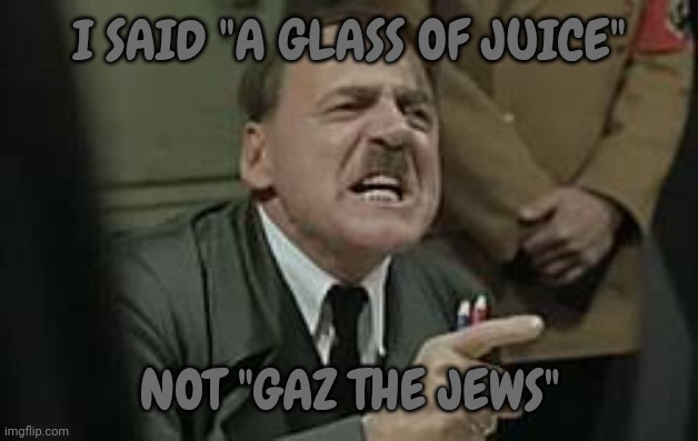 Can't say America without ERICA!!! | I SAID "A GLASS OF JUICE"; NOT "GAZ THE JEWS" | made w/ Imgflip meme maker