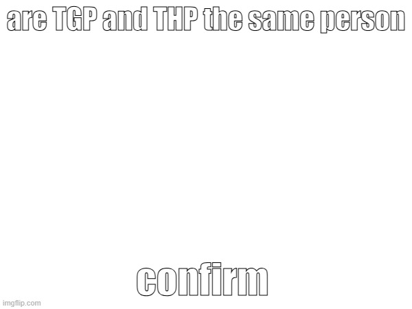 respond | are TGP and THP the same person; confirm | made w/ Imgflip meme maker
