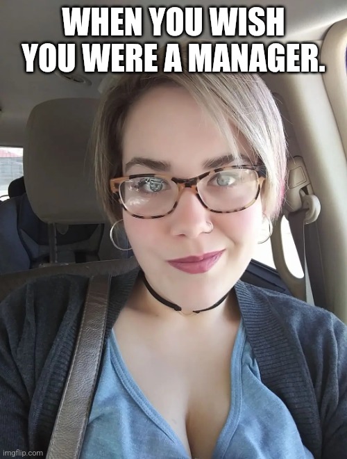 WHEN YOU WISH YOU WERE A MANAGER. | image tagged in hot milf karen | made w/ Imgflip meme maker