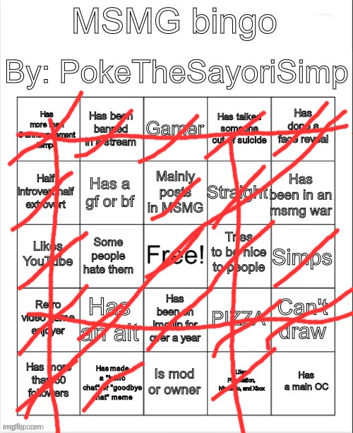 MSMG bingo by poke | image tagged in msmg bingo by poke | made w/ Imgflip meme maker