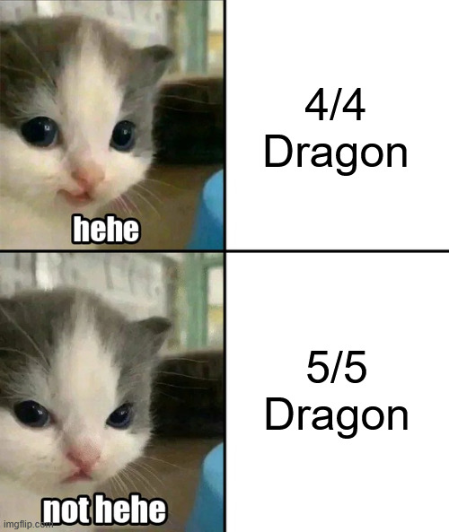 Cute cat hehe and not hehe | 4/4 Dragon; 5/5 Dragon | image tagged in cute cat hehe and not hehe | made w/ Imgflip meme maker