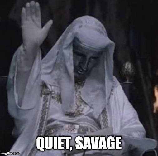 King Baldwin hand raise | QUIET, SAVAGE | image tagged in king baldwin hand raise | made w/ Imgflip meme maker