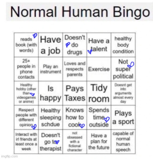 heh go figure | image tagged in normal human bingo | made w/ Imgflip meme maker