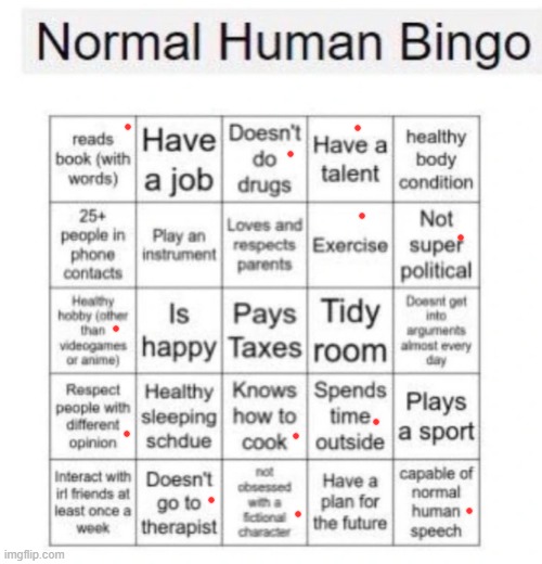 normal human bingo | image tagged in normal human bingo | made w/ Imgflip meme maker