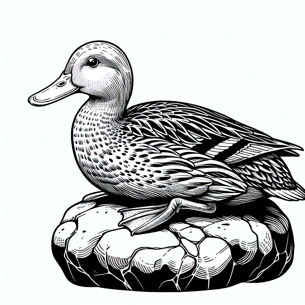 duck siting on a rock Blank Meme Template