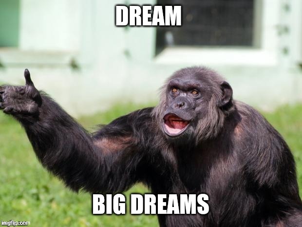 Dream | DREAM; BIG DREAMS | image tagged in gorilla your dreams,funny memes | made w/ Imgflip meme maker