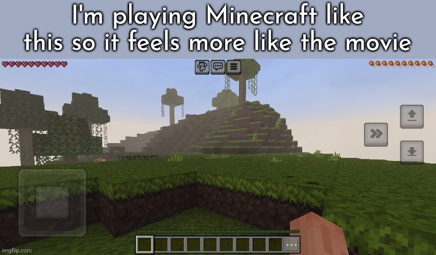 I also wanted to get a Jack Black skin but the game crashes when I try to edit character fsr | I'm playing Minecraft like this so it feels more like the movie | made w/ Imgflip meme maker