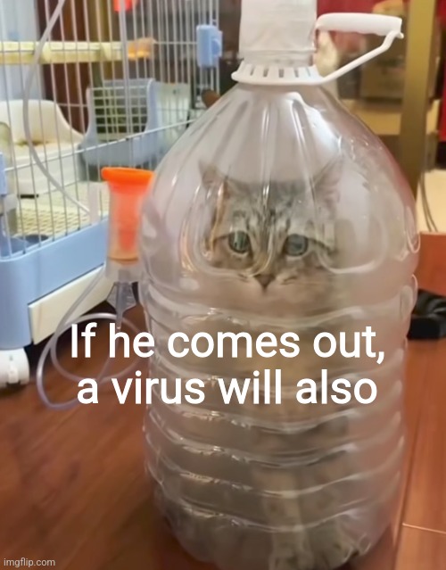 If he comes out, a virus will also | made w/ Imgflip meme maker