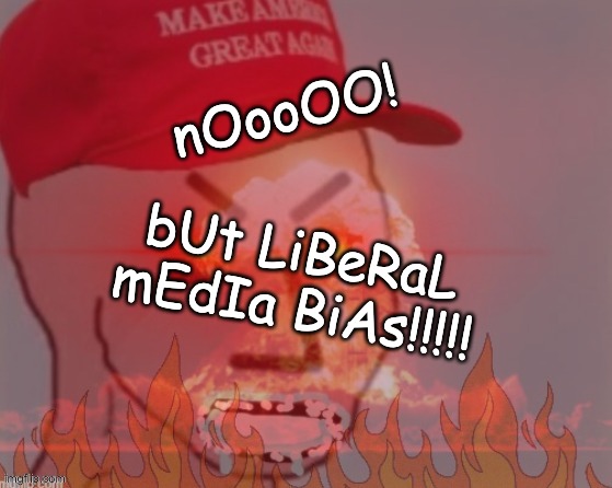 meltdown angry maga npc | nOooOO! bUt LiBeRaL
mEdIa BiAs!!!!! | image tagged in meltdown angry maga npc | made w/ Imgflip meme maker