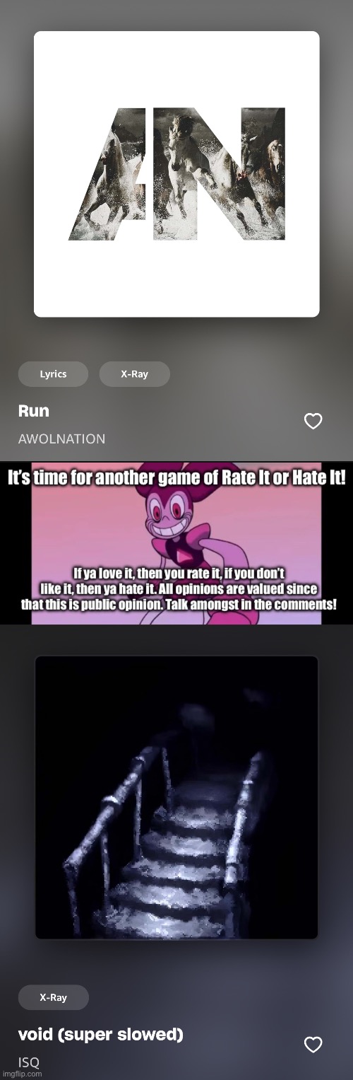 Rate It or Hate It: Run by AWOLNATION and avoid (super slowed) by ISQ | image tagged in rate it or hate it | made w/ Imgflip meme maker