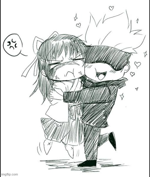 Gojo hugging utahime | image tagged in gojo hugging utahime | made w/ Imgflip meme maker