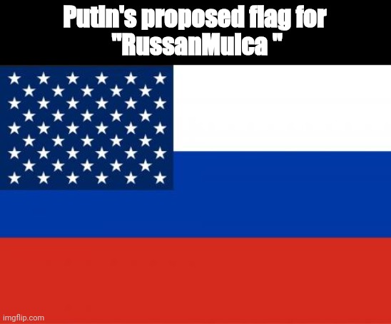 RussanMuica | Putin's proposed flag for
 "RussanMuica " | image tagged in russiqn,putin,russia | made w/ Imgflip meme maker