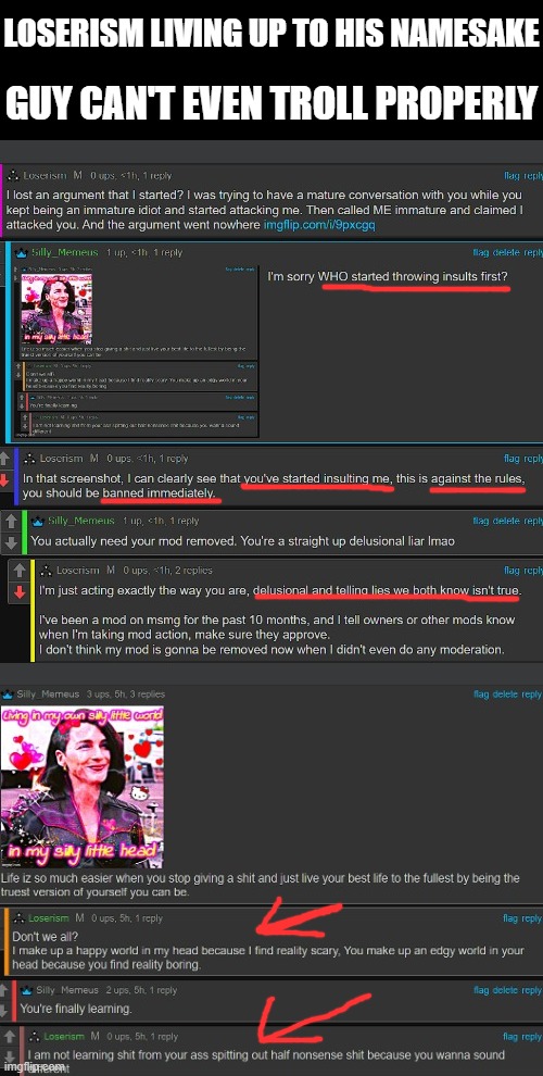 Nice try | LOSERISM LIVING UP TO HIS NAMESAKE; GUY CAN'T EVEN TROLL PROPERLY | made w/ Imgflip meme maker