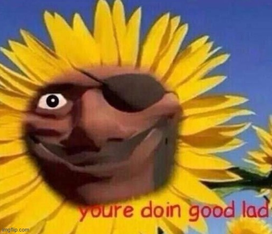 you're doin good lad | image tagged in demo sunflower | made w/ Imgflip meme maker