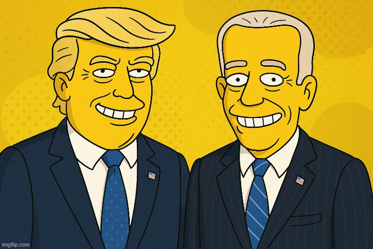 Trump and Biden (Simpson style) | image tagged in not political | made w/ Imgflip meme maker