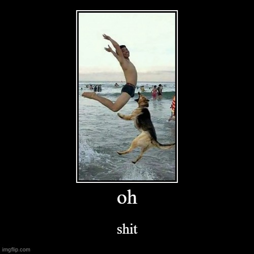 oh | shit | image tagged in funny,demotivationals | made w/ Imgflip demotivational maker