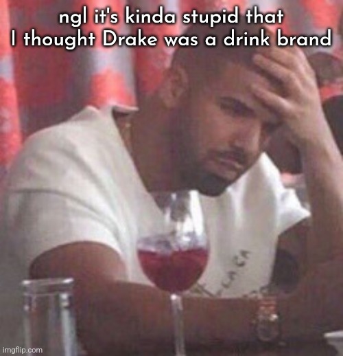 Drake upset | ngl it's kinda stupid that I thought Drake was a drink brand | image tagged in drake upset | made w/ Imgflip meme maker