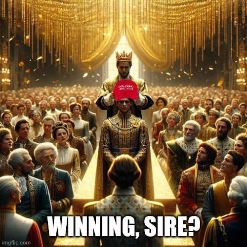 crowning trump king | WINNING, SIRE? | image tagged in crowning trump king | made w/ Imgflip meme maker
