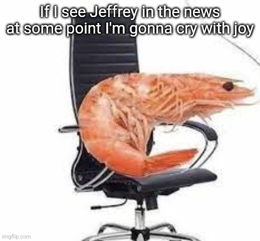 chair shrimp | If I see Jeffrey in the news at some point I'm gonna cry with joy | image tagged in chair shrimp | made w/ Imgflip meme maker