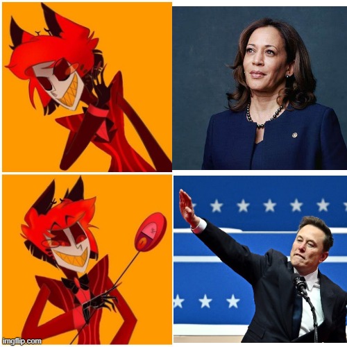 Alastor supports ELONMUSK right now... | image tagged in alastor drake meme,hazbin hotel,hazbin hotel republicans,trump,elon musk,republican | made w/ Imgflip meme maker