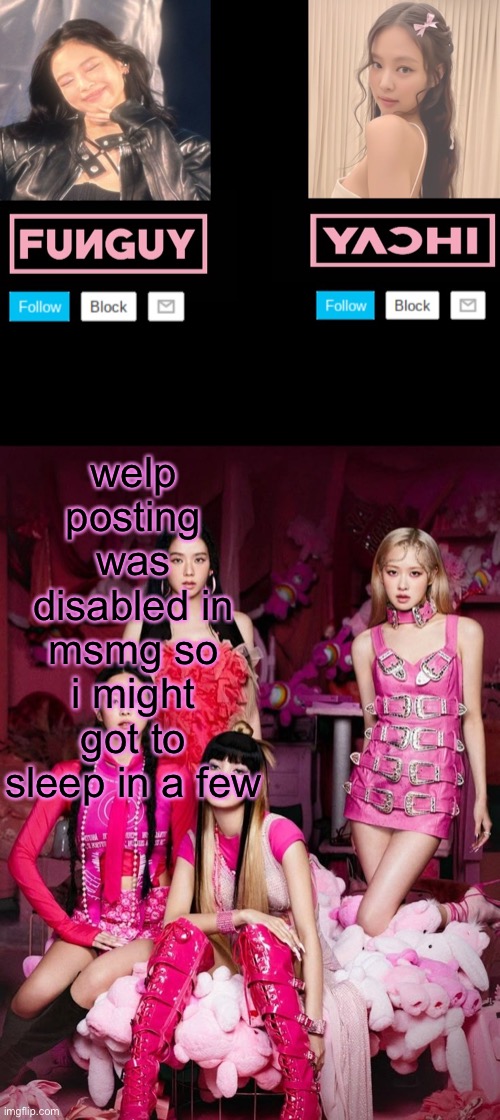 lol | welp posting was disabled in msmg so i might got to sleep in a few | image tagged in funguy and yachi temp | made w/ Imgflip meme maker