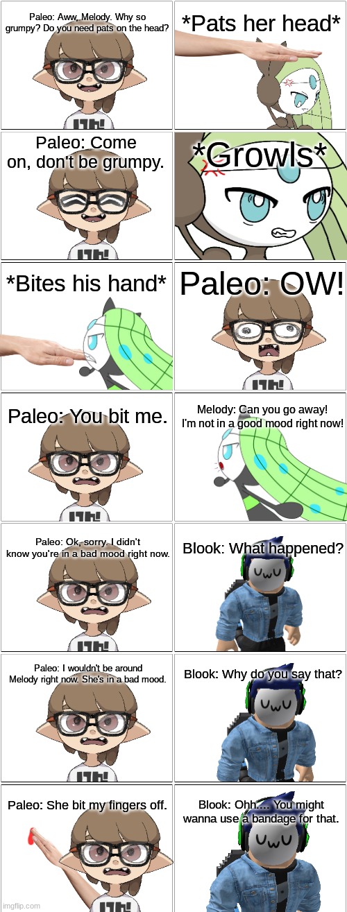 Melody's Bad Mood.mp3 | image tagged in comic,paleo,melody,blook | made w/ Imgflip meme maker
