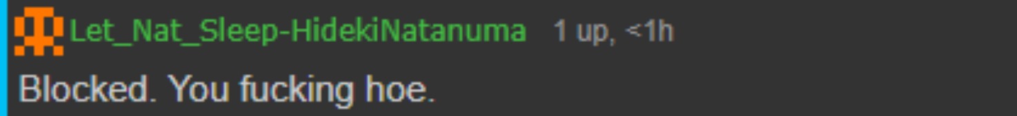 Blocked. You fucking hoe. | image tagged in blocked you fucking hoe | made w/ Imgflip meme maker