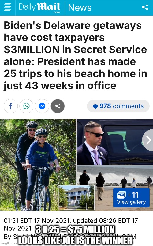 3 X 25 = $75 MILLION
LOOKS LIKE JOE IS THE WINNER | made w/ Imgflip meme maker