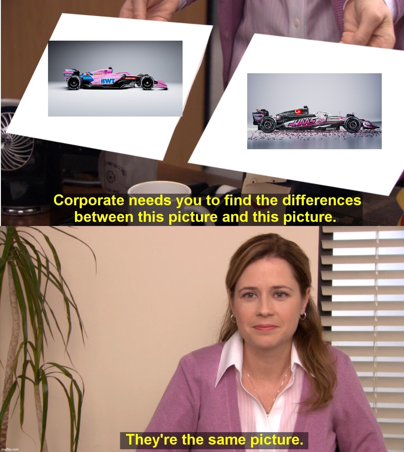 They're The Same Picture | image tagged in memes,they're the same picture,formula 1,pink | made w/ Imgflip meme maker