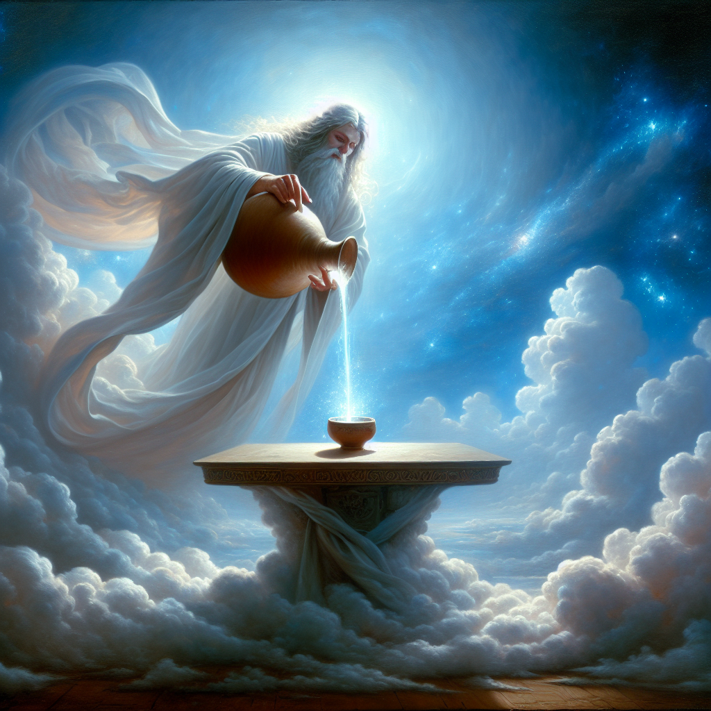 God pouring water in a cup Blank Meme Template