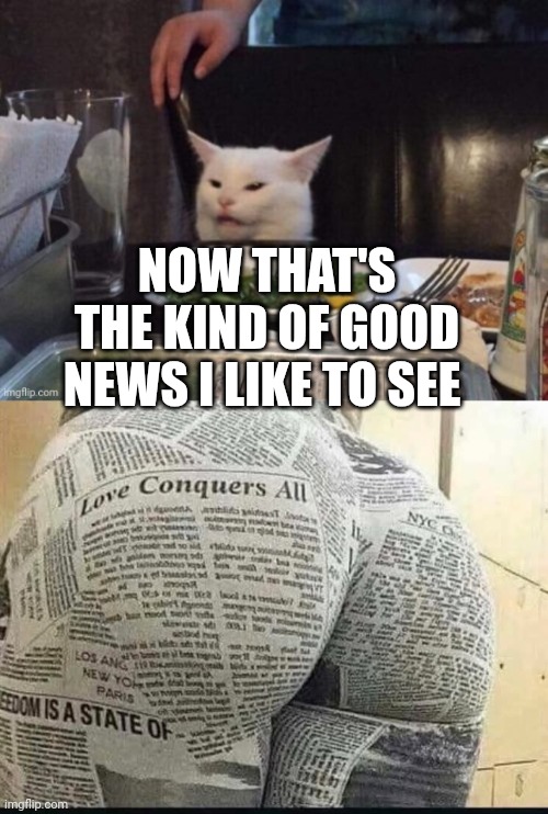 NOW THAT'S THE KIND OF GOOD NEWS I LIKE TO SEE | image tagged in smudge that darn cat | made w/ Imgflip meme maker