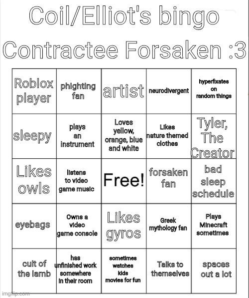 Friendly reminder I have a bingo | image tagged in coil/elliot's bingo | made w/ Imgflip meme maker