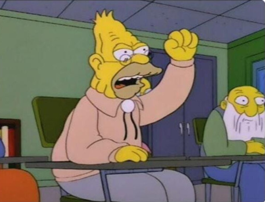 Abuelo Simpson enojado Blank Meme Template
