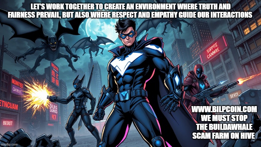LET’S WORK TOGETHER TO CREATE AN ENVIRONMENT WHERE TRUTH AND FAIRNESS PREVAIL, BUT ALSO WHERE RESPECT AND EMPATHY GUIDE OUR INTERACTIONS; WWW.BILPCOIN.COM WE MUST STOP THE BUILDAWHALE SCAM FARM ON HIVE | made w/ Imgflip meme maker
