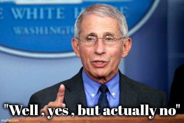 Dr. Fauci | "Well , yes , but actually no" | image tagged in dr fauci | made w/ Imgflip meme maker