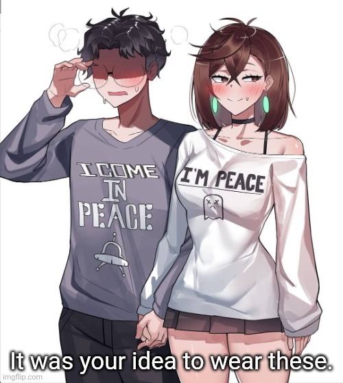 Your Idea | It was your idea to wear these. | image tagged in awkward shirts,couples,sex jokes,toilet humor | made w/ Imgflip meme maker