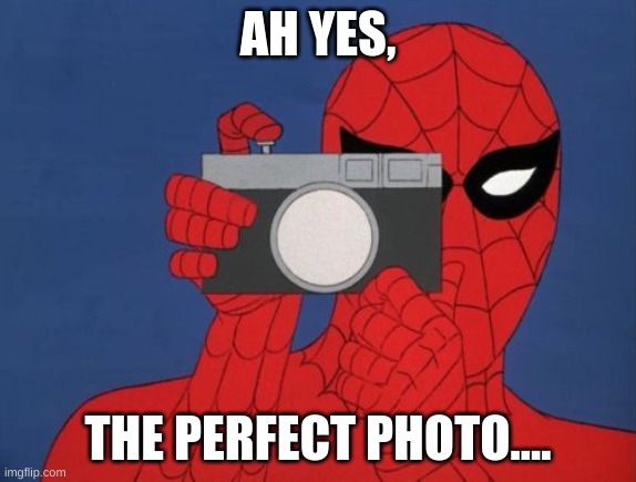 Spiderman Camera Meme | AH YES, THE PERFECT PHOTO.... | image tagged in memes,spiderman camera,spiderman | made w/ Imgflip meme maker
