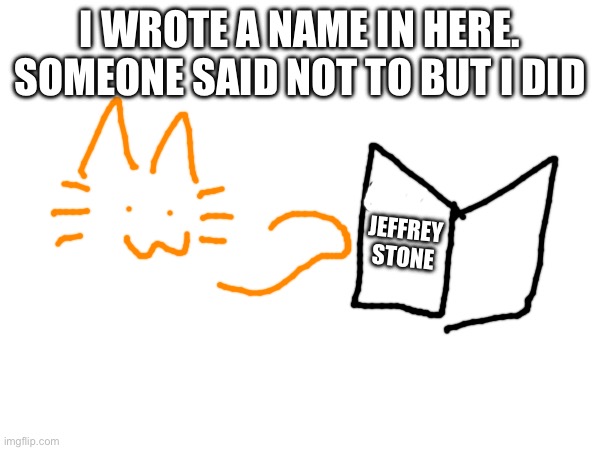 I WROTE A NAME IN HERE. SOMEONE SAID NOT TO BUT I DID; JEFFREY STONE | made w/ Imgflip meme maker