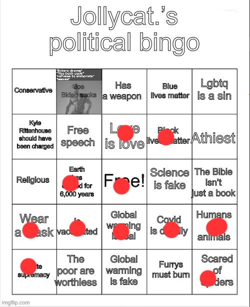 Jollycat.’s political bingo | image tagged in jollycat s political bingo | made w/ Imgflip meme maker