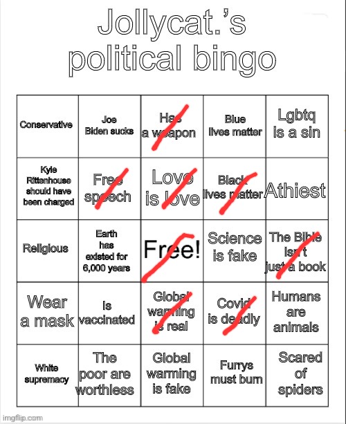 Jollycat.’s political bingo | image tagged in jollycat s political bingo | made w/ Imgflip meme maker