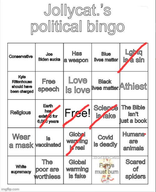 Jollycat.’s political bingo | image tagged in jollycat s political bingo | made w/ Imgflip meme maker