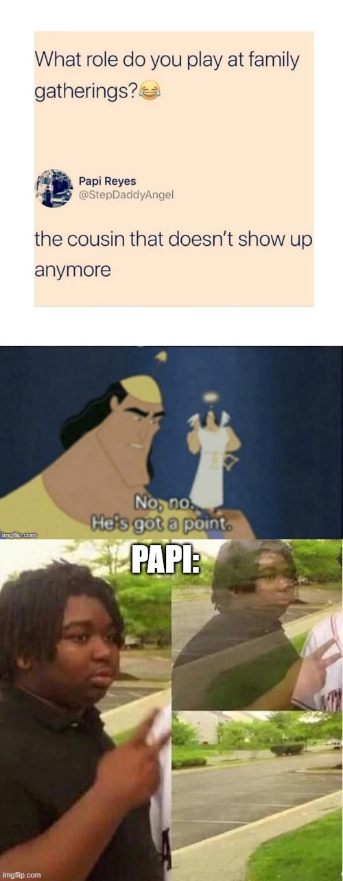 doesn't show up anymore | PAPI: | image tagged in no no hes got a point,disapear | made w/ Imgflip meme maker