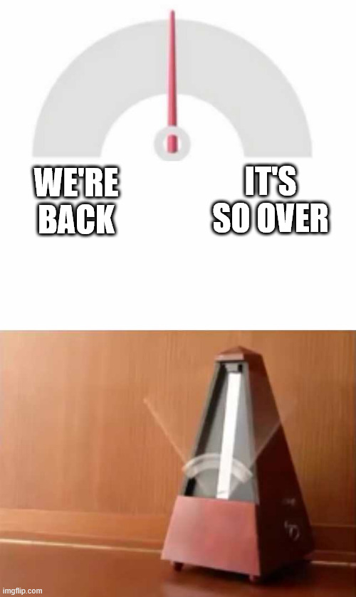 Metronome | IT'S SO OVER; WE'RE BACK | image tagged in metronome | made w/ Imgflip meme maker