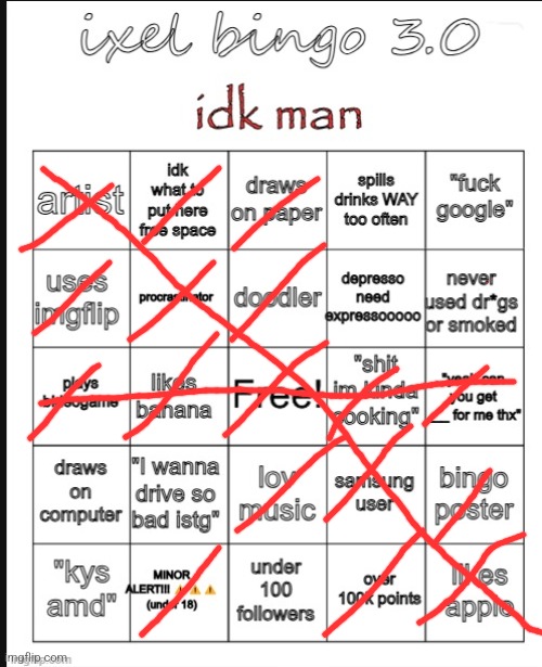 ixel bingo 3.0 : > | image tagged in ixel bingo 3 0 | made w/ Imgflip meme maker