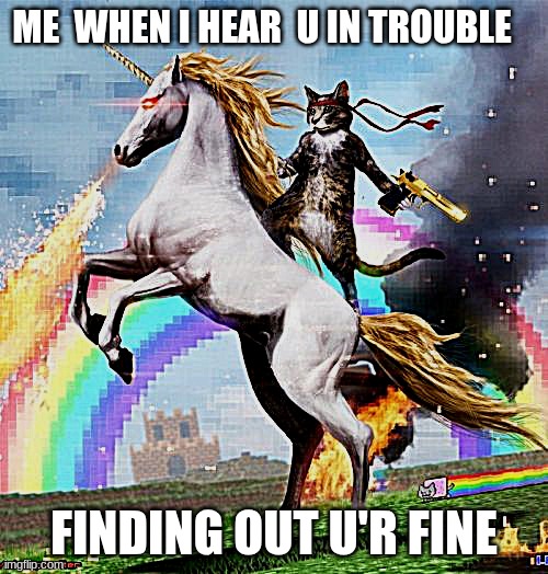Welcome To The Internets Meme | ME  WHEN I HEAR  U IN TROUBLE; FINDING OUT U'R FINE | image tagged in memes,welcome to the internets | made w/ Imgflip meme maker