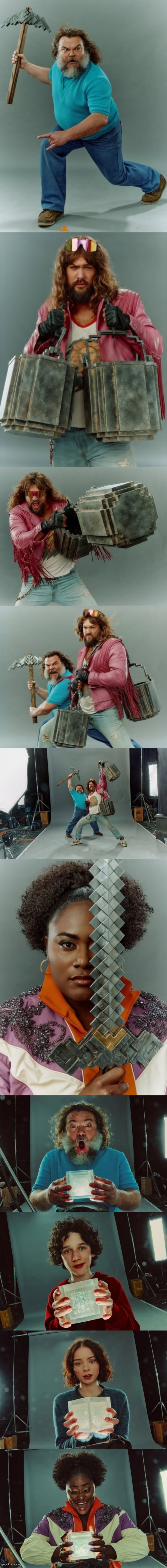 Minecraft movie cast pics from the studio (posted to instagram by Jason Momoa) | made w/ Imgflip meme maker