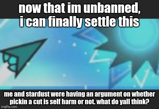 ruh roh | now that im unbanned, i can finally settle this; me and stardust were having an argument on whether pickin a cut is self harm or not. what do yall think? | image tagged in ruh roh | made w/ Imgflip meme maker