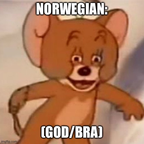 Polish Jerry | NORWEGIAN: (GOD/BRA) | image tagged in polish jerry | made w/ Imgflip meme maker