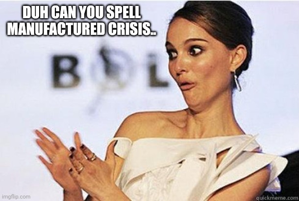 Sarcastic Natalie Portman | DUH CAN YOU SPELL MANUFACTURED CRISIS.. | image tagged in sarcastic natalie portman | made w/ Imgflip meme maker
