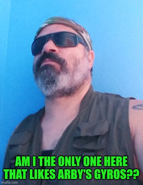 Funny | AM I THE ONLY ONE HERE THAT LIKES ARBY'S GYROS?? | image tagged in funny,arby's,am i the only one around here,likes,fast food,veteran | made w/ Imgflip meme maker